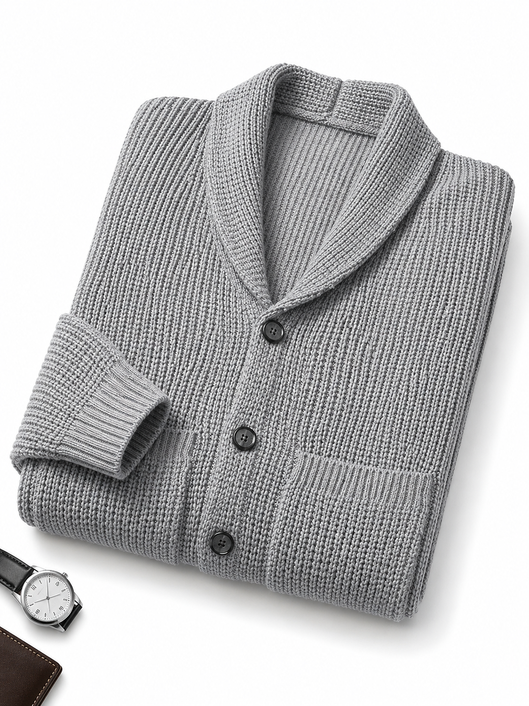 Shawl Collar Cardigan — Grey