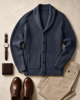 Shawl Collar Cardigan — Navy