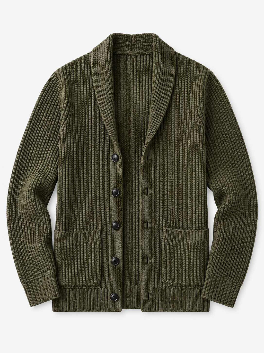 Shawl Collar Cardigan — Olive