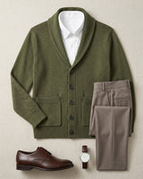 Shawl Collar Cardigan — Olive