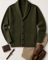 Shawl Collar Cardigan — Olive