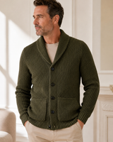 Shawl Collar Cardigan — Olive
