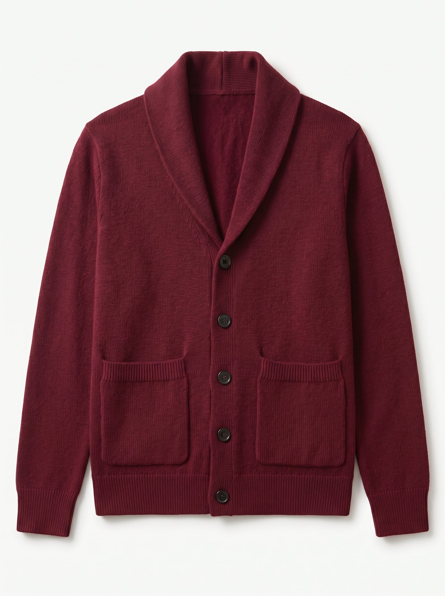 Shawl Collar Cardigan — Wine Red