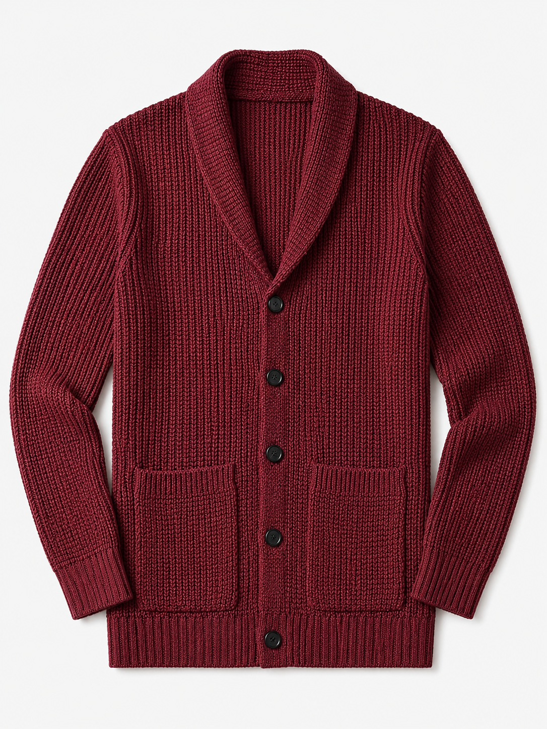 Shawl Collar Cardigan — Wine Red