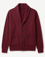 Shawl Collar Cardigan — Wine Red
