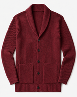 Shawl Collar Cardigan — Wine Red