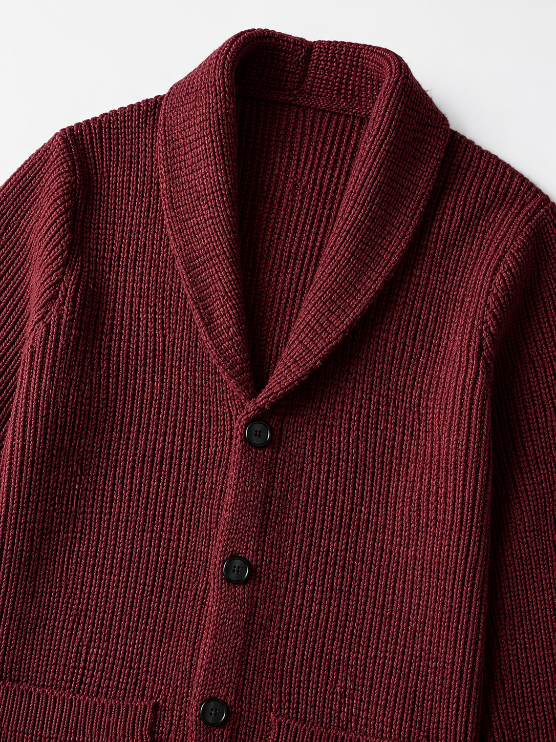Shawl Collar Cardigan — Wine Red