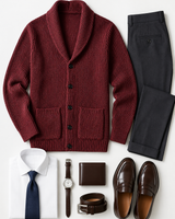 Shawl Collar Cardigan — Wine Red