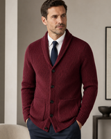 Shawl Collar Cardigan — Wine Red
