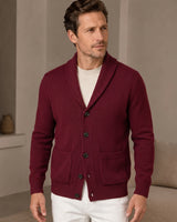 Shawl Collar Cardigan — Wine Red