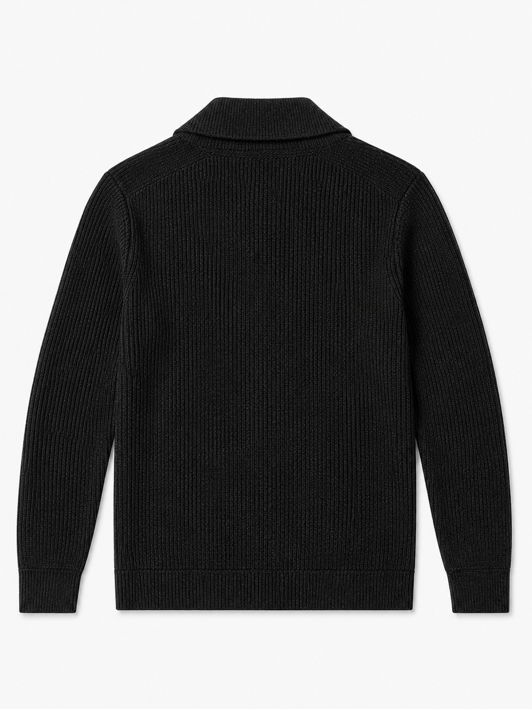 Cable Knit Shawl Collar Cardigan — Black