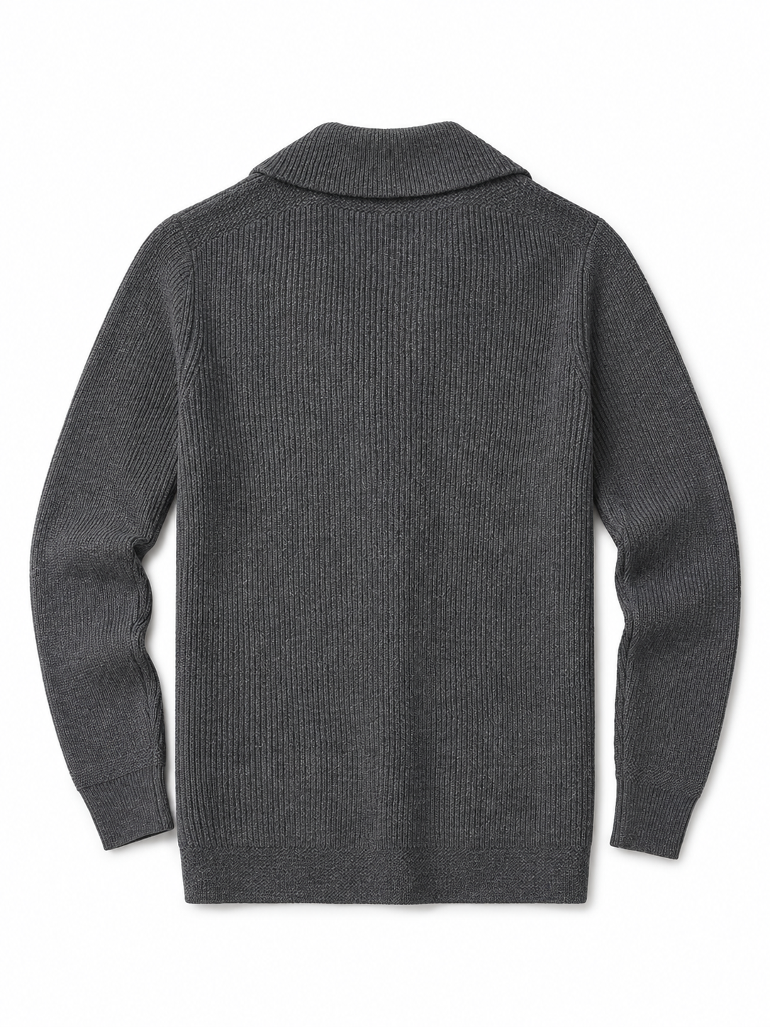 Cable Knit Shawl Collar Cardigan — Dark Grey
