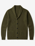 ZHILIFS | Men's Ribbed Shawl Collar Wool Blend Cardigan