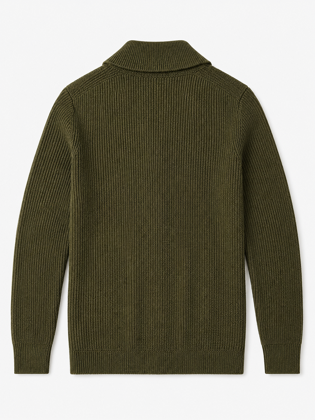 Cable Knit Shawl Collar Cardigan — Olive
