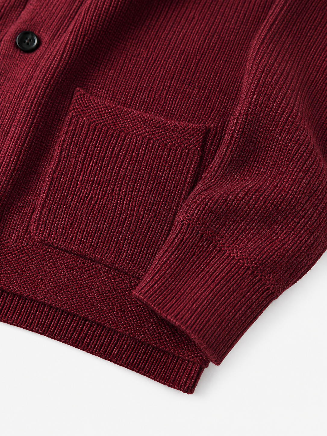 Cable Knit Shawl Collar Cardigan — Wine Red