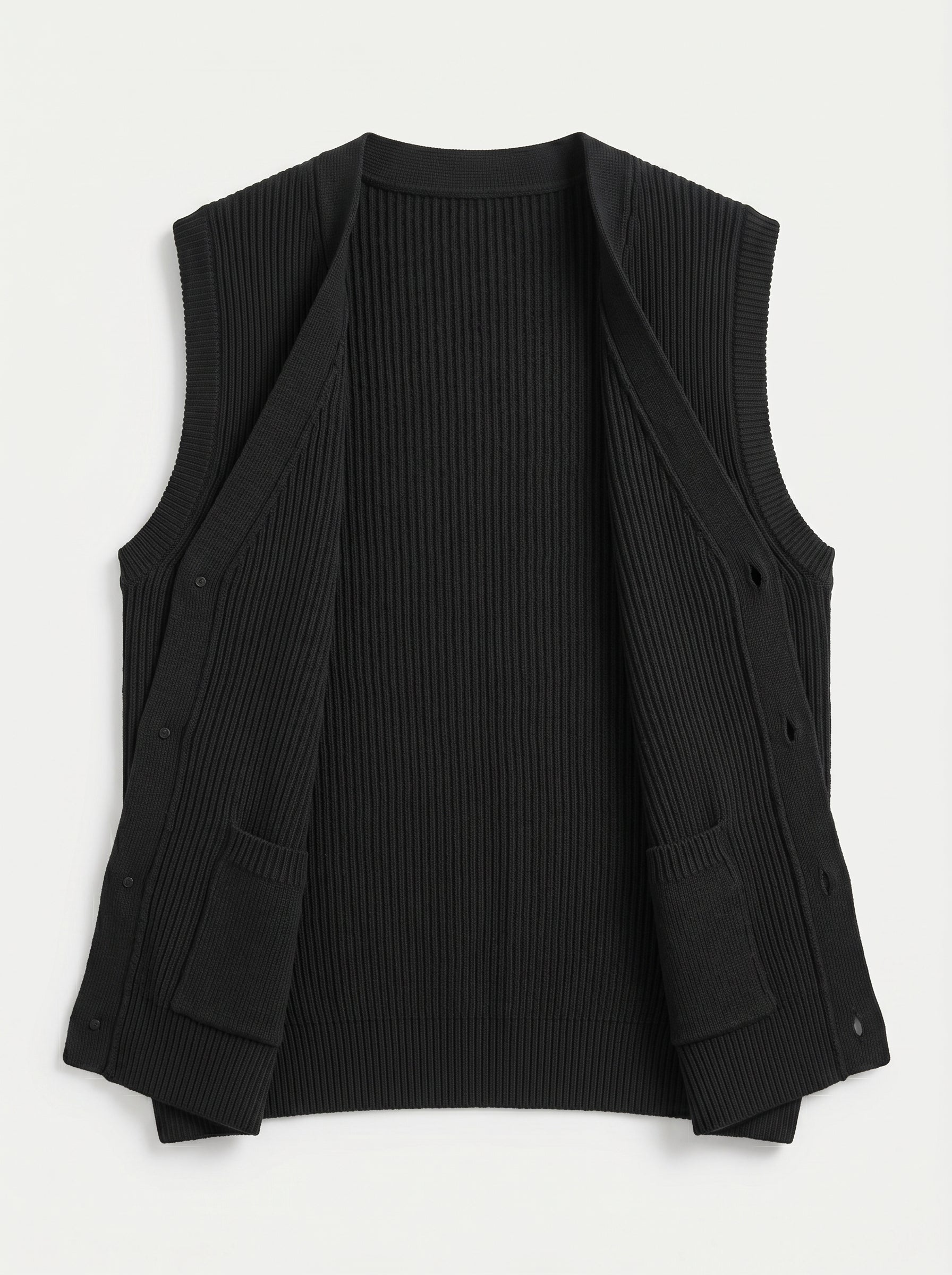 V-Neck Knit Sweater Vest — Black
