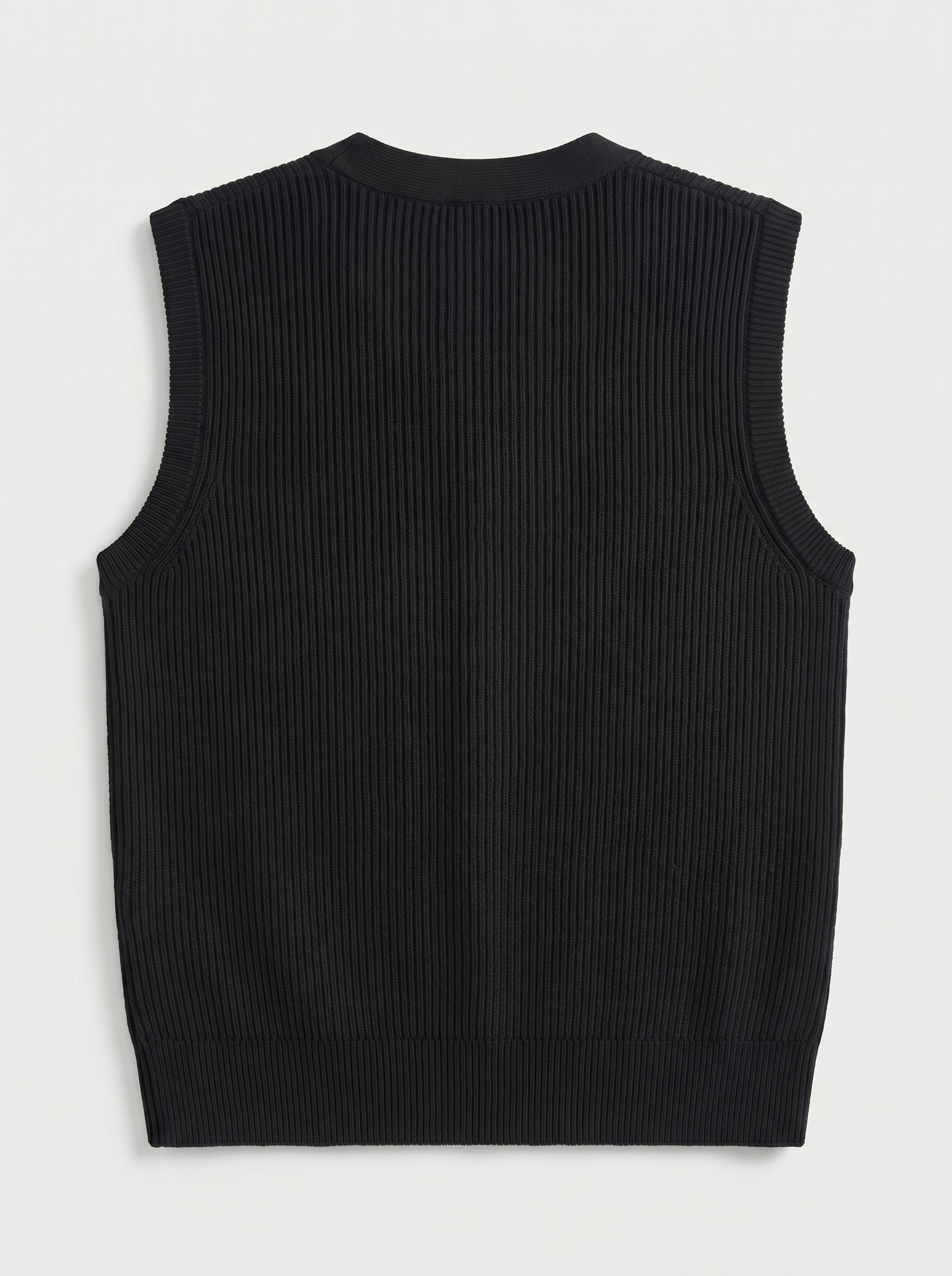 V-Neck Knit Sweater Vest — Black
