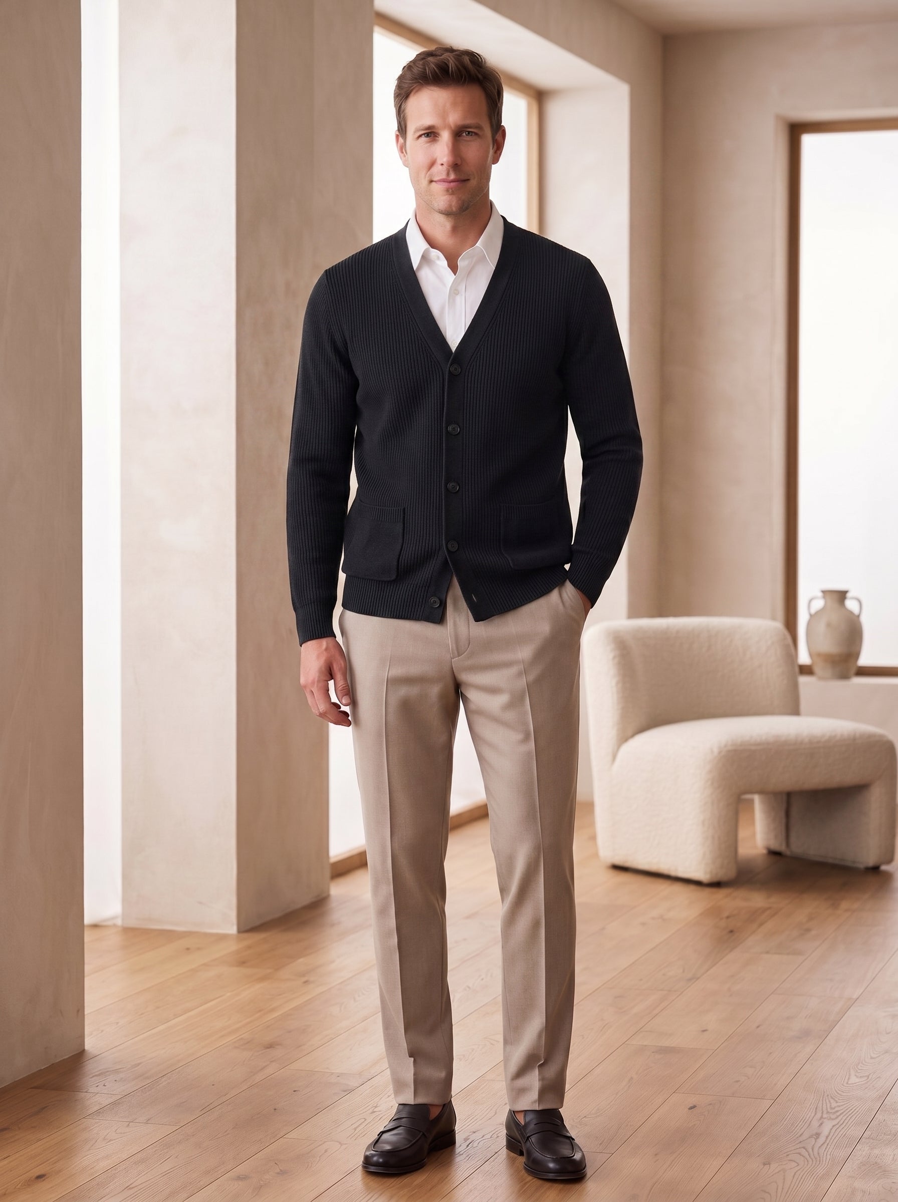V-Neck Knit Sweater Vest — Black