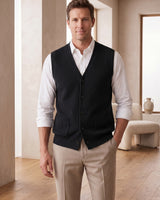 V-Neck Knit Sweater Vest — Black