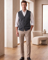 V-Neck Knit Sweater Vest — Dark grey