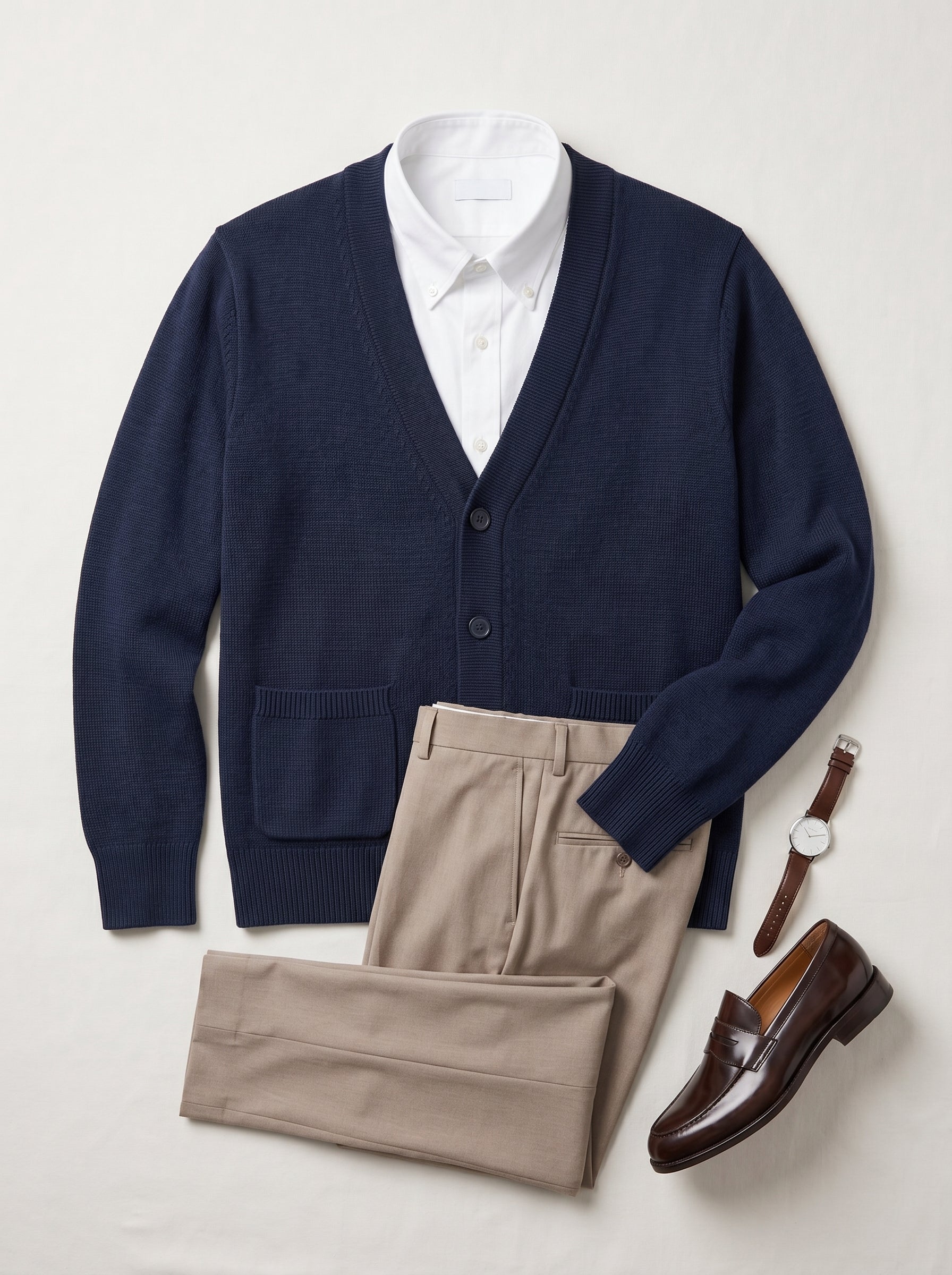 V-Neck Knit Sweater Vest — Navy