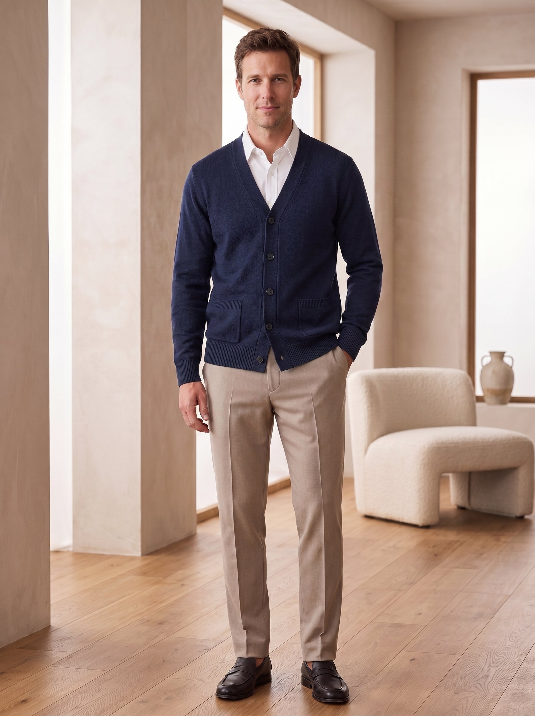 V-Neck Knit Sweater Vest — Navy