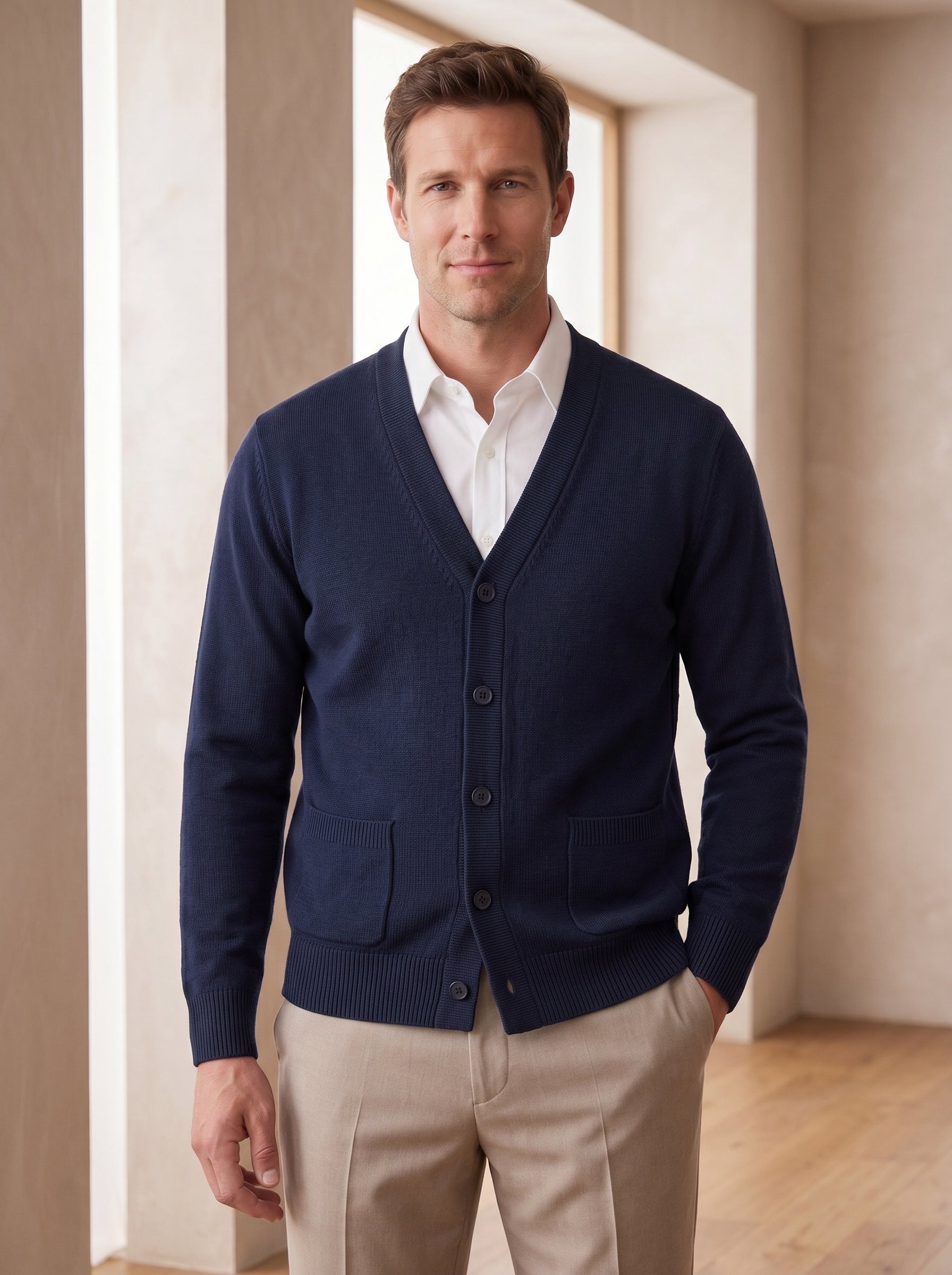 V-Neck Knit Sweater Vest — Navy