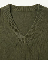 V-Neck Knit Sweater Vest — Olive