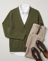 V-Neck Knit Sweater Vest — Olive