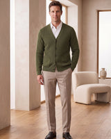 V-Neck Knit Sweater Vest — Olive