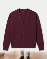V-Neck Knit Sweater Vest — Wine Red