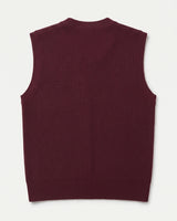 V-Neck Knit Sweater Vest — Wine Red