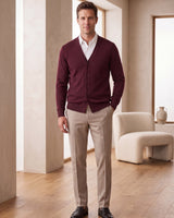 V-Neck Knit Sweater Vest — Wine Red