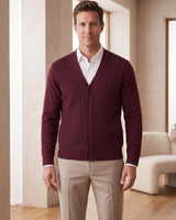 V-Neck Knit Sweater Vest — Wine Red