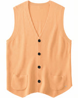 Herringbone V-Neck Sweater Vest — Apricot