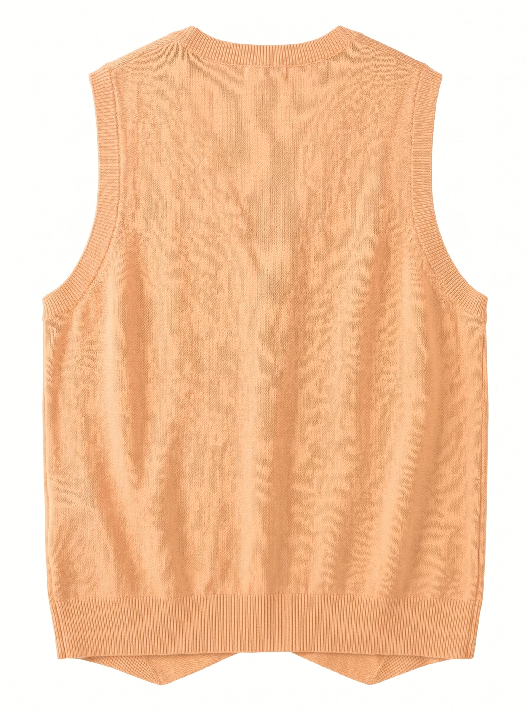 Herringbone V-Neck Sweater Vest — Apricot