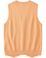 Herringbone V-Neck Sweater Vest — Apricot