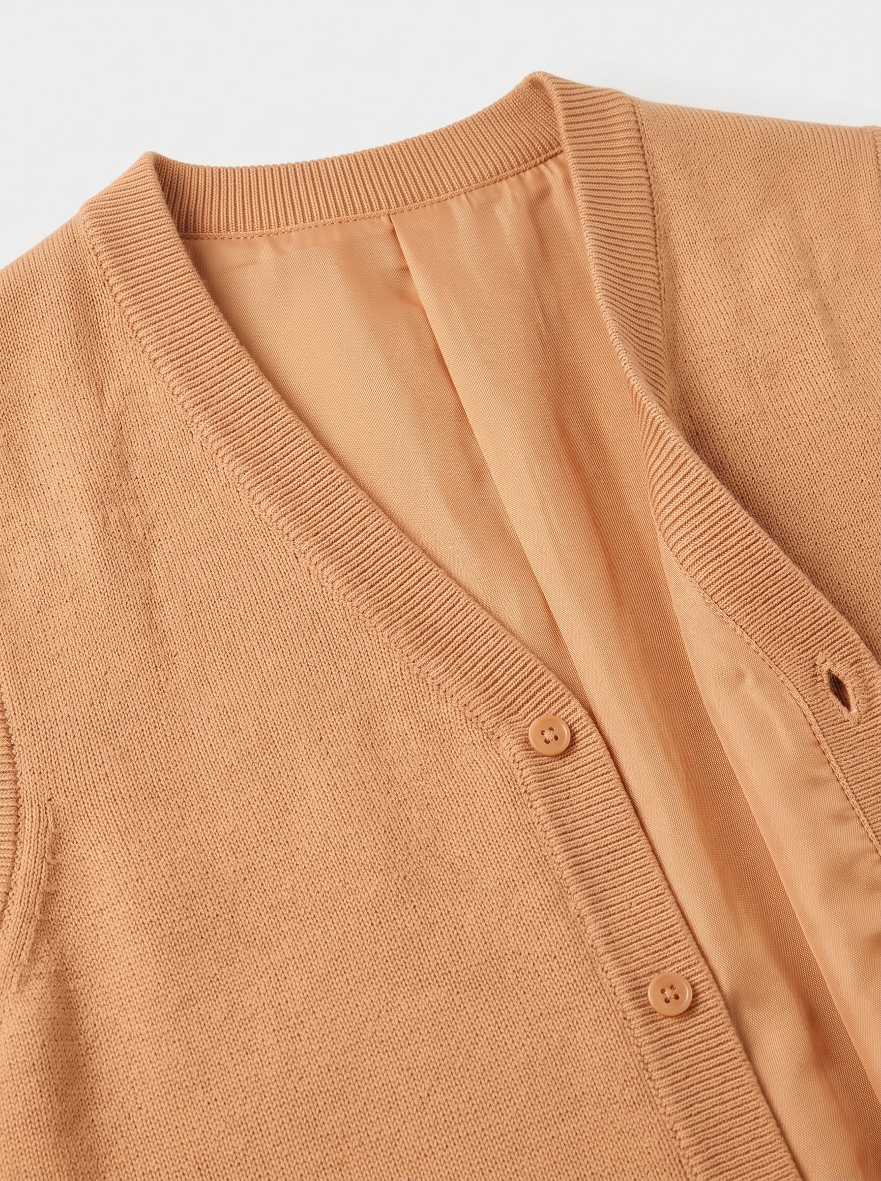 Herringbone V-Neck Sweater Vest — Apricot