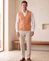 Herringbone V-Neck Sweater Vest — Apricot