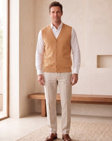 Herringbone V-Neck Sweater Vest — Apricot