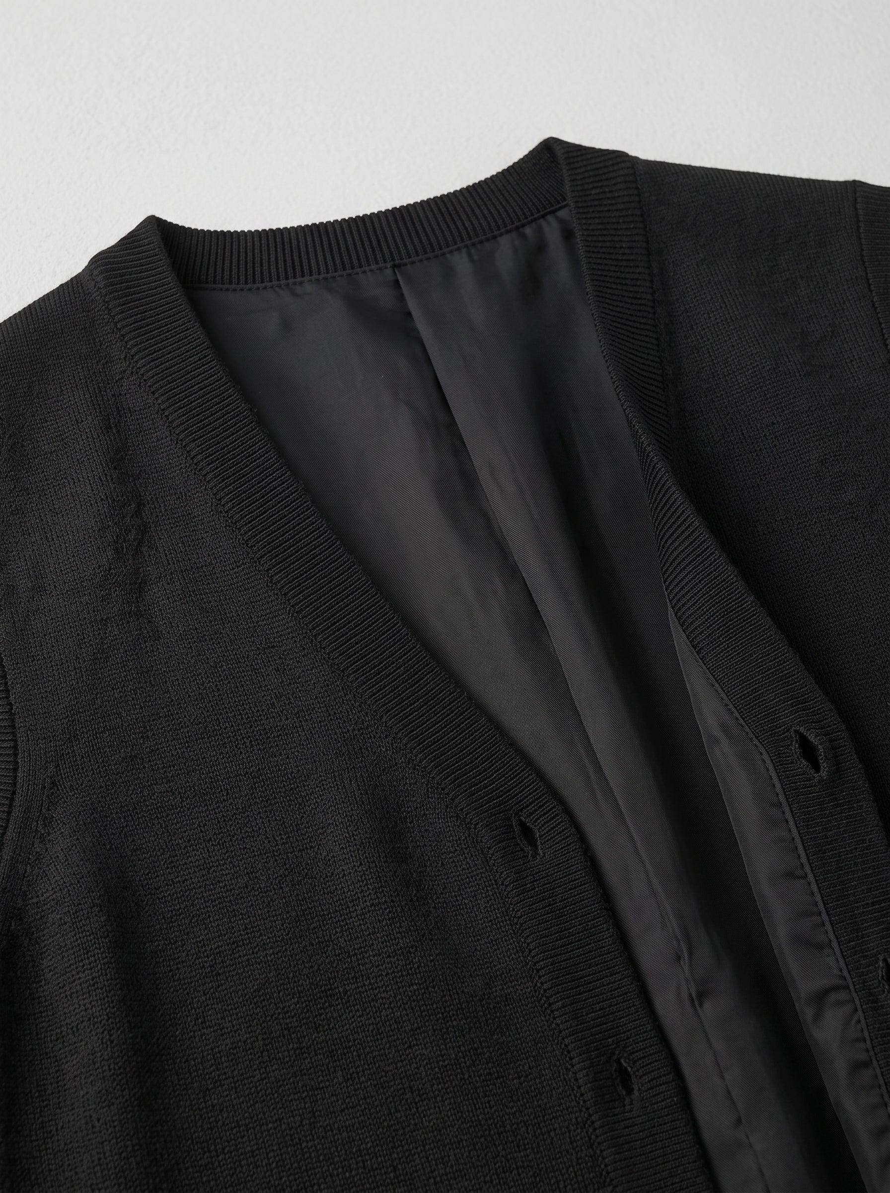 Herringbone V-Neck Sweater Vest — Black