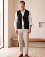 Herringbone V-Neck Sweater Vest — Black