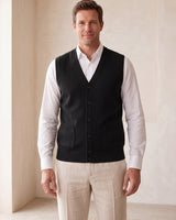 Herringbone V-Neck Sweater Vest — Black