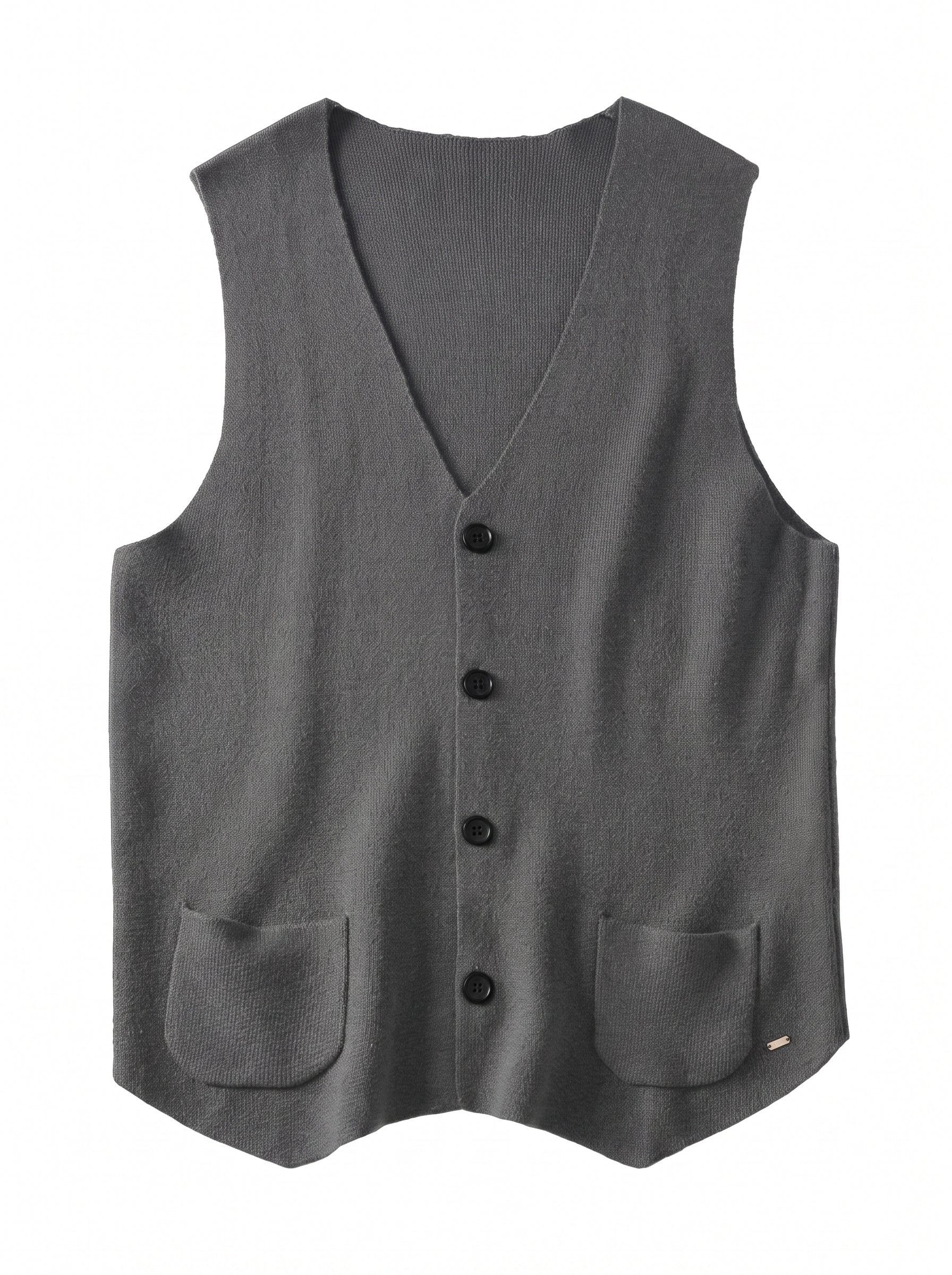 Herringbone V-Neck Sweater Vest — Dark grey
