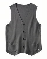 Herringbone V-Neck Sweater Vest — Dark grey