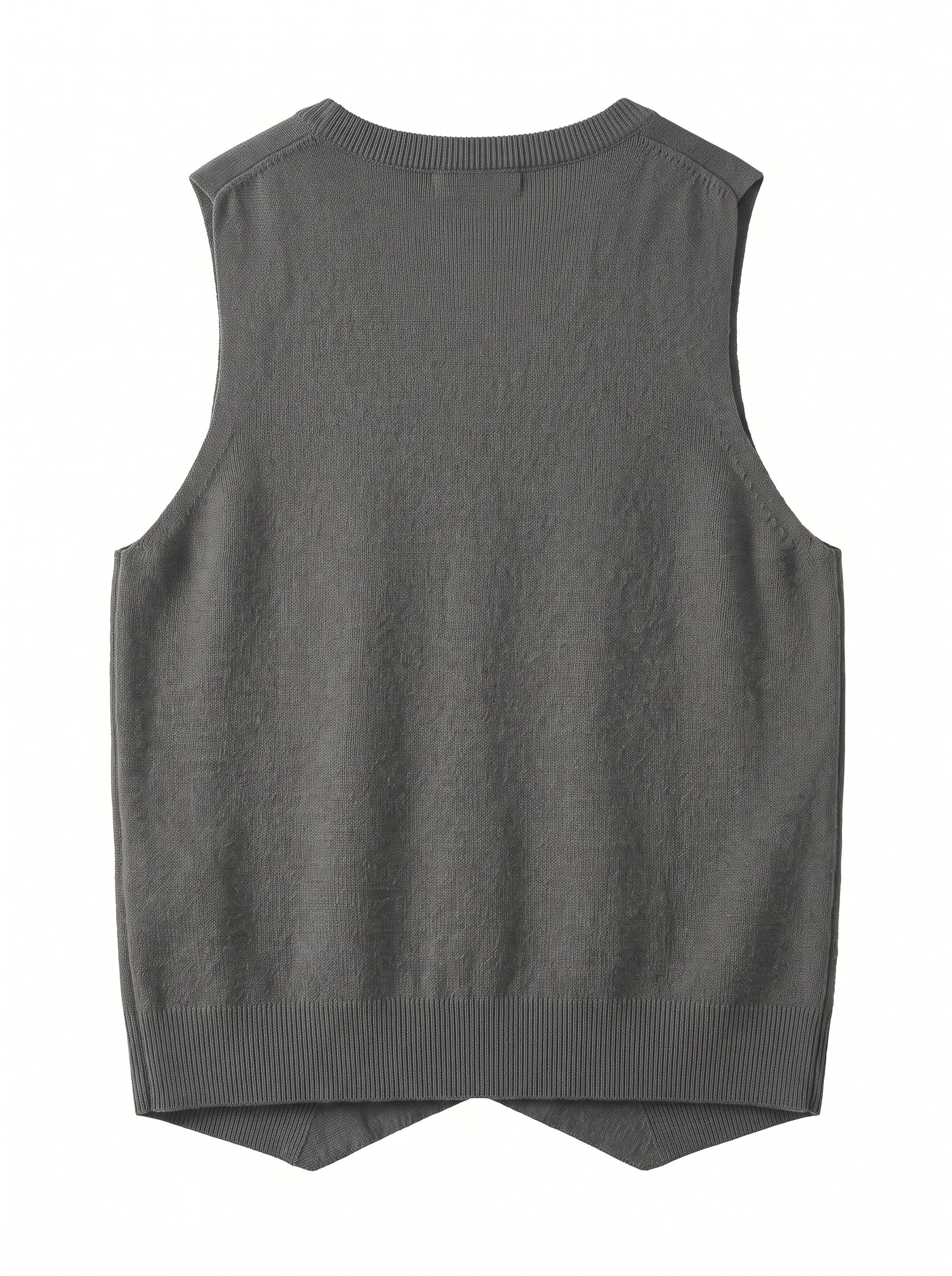 Herringbone V-Neck Sweater Vest — Dark grey