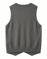 Herringbone V-Neck Sweater Vest — Dark grey