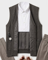 Herringbone V-Neck Sweater Vest — Dark grey