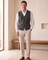 Herringbone V-Neck Sweater Vest — Dark grey