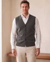 Herringbone V-Neck Sweater Vest — Dark grey